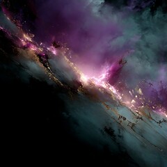 Wall Mural - Celestial River of Light Cosmic Nebula Galaxy Purple Hues Ethereal Clouds Dazzling Sky Abstract Art.