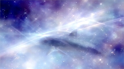 Wall Mural - celestial whale in cosmic dreamscape unveiling the wonders of outer space exploration and imaginatio