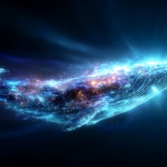 Wall Mural - celestial whale navigating the cosmos a symphony of light and wonder in the infinite expanse