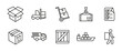 © MALAI Studio - Delivery icon set. Shipping and logistics outline vector illustration. Package, truck and cargo symbol. Line supply chain pictograms for warehouse operations, freight services and inventory management