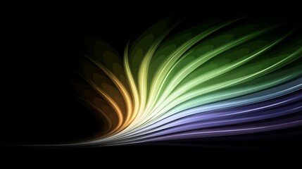 Wall Mural - colorful abstract feather gradient design with smooth swirling lines on dark backdrop artwork.