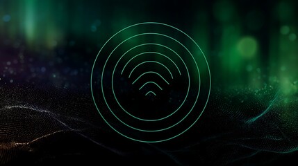 Wall Mural - concentric green circle on dark gradient background graphic resource modern tech style visual.