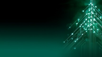 Wall Mural - digital circuitry christmas tree celebration bright green glowing festive electronic new year image