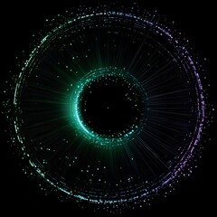 Wall Mural - digital data orbit with radiating lines in cyberspace represents connectivity and futuristic design.