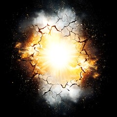 Wall Mural - Dramatic Cosmic Explosion Revealing a Fractured Reality Amidst Light and Shadowy Nebulae and Cracks