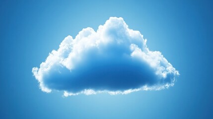 Wall Mural - A singular fluffy cumulus cloud floats in a bright blue sky