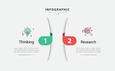 Poster - business infographic template. 2 step timeline journey. process diagram, 2 options on white backgrou
