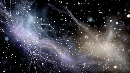 Wall Mural - Ethereal Celestial Formation in a Nebula of Light and Dust with Cosmic Strings and Stellar Glow.