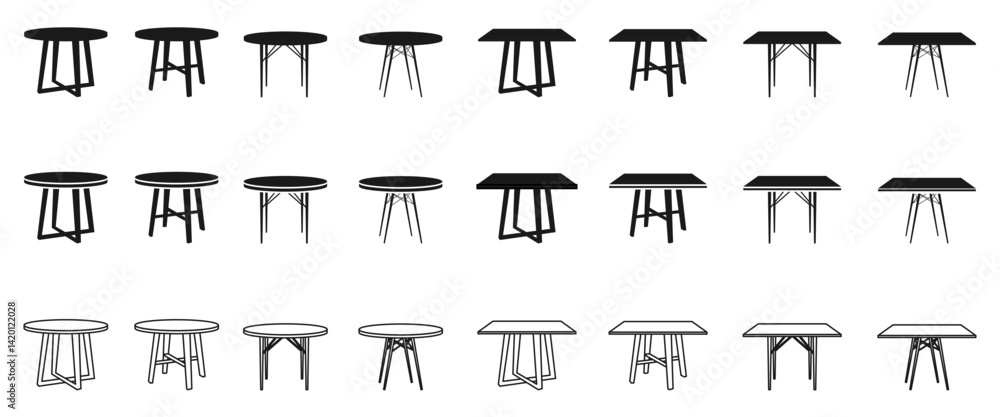 table icon set vector illustration isolated on white background. Stock ...
