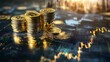 © Rupak - Golden bitcoin coins shining financial chart background digital money concept image