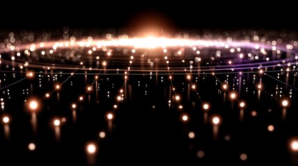 Wall Mural - ethereal network of light points forming a cosmic structure with a glowing central nucleus effect.