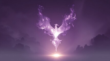 Wall Mural - ethereal phoenix rising nebula wings spreading light bursting symbolism of hope and rebirth artistic