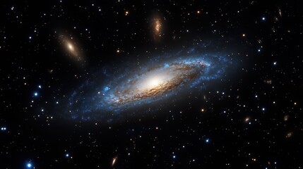 spiral galaxy with bright core in starry space