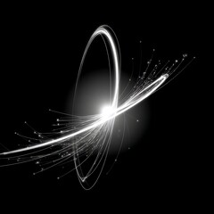 Wall Mural - ethereal white light trails flowing in a dynamic swirl against a dark background abstract design