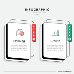 Poster - Business infographic template. 2 Step timeline journey. Process diagram, 2 options on white background, Infograph elements vector illustration.