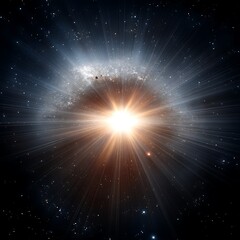 Wall Mural - Galactic Core Radiance Light Rays from Interstellar Cosmos Nebula Stars Space Exploration Celestial View.