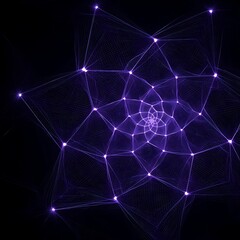 Wall Mural - geometric networked star with bright nodes connected by lines on a dark backdrop design element.