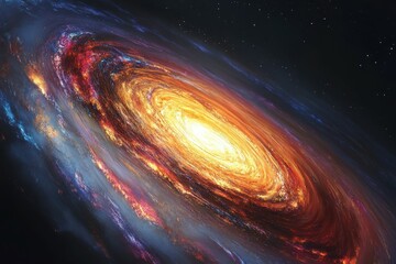 Wall Mural - a colorful galaxy holds a rare phenomenon: a black hole that glows in vibrant colors a crew sets out