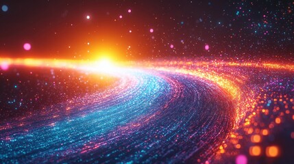 Wall Mural - Cosmic vortex of glowing particles.  A vibrant swirling nebula of light and color