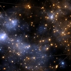 Wall Mural - interconnected network of stars forming a cosmic web revealing hidden galactic connections.
