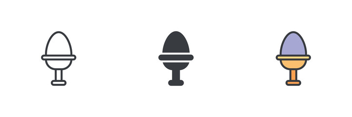 Aufkleber - Boiled egg in an egg cup different style icon set