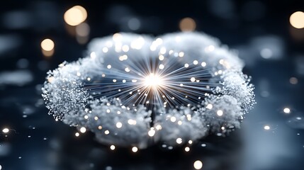 Wall Mural - luminous cloud data burst transmission display in a digital realm with bokeh light effects