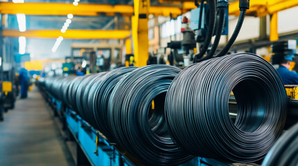 Fototapete - Close-up view of vibrant industrial manufacturing process Generative AI