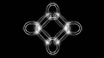 Wall Mural - luminous interlocking geometric shape diamond configuration complex light play design on black backd