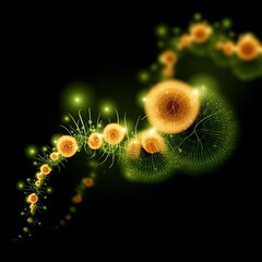Wall Mural - luminous spherical forms in dynamic arrangement glowing biological orbs and ethereal emanations.