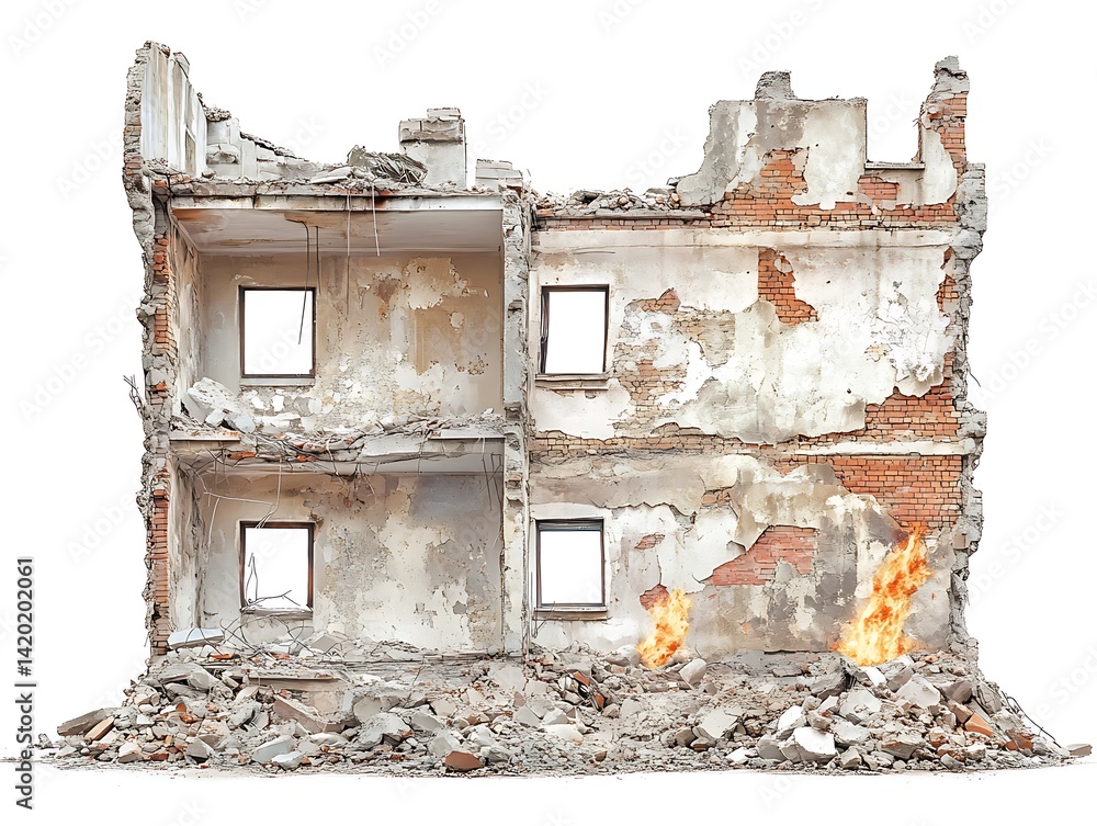 Ruins of a Building: A stark display of urban decay and the destructive ...