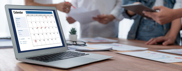 Leinwandbilder - Calendar on computer software application for brisk schedule planning for personal organizer and online business