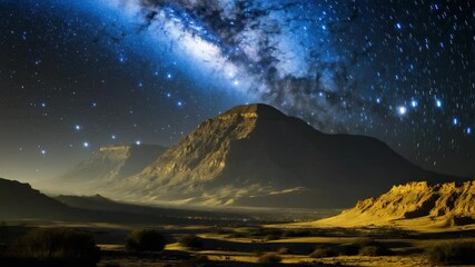 Wall Mural - before sunrise in egypt's sinai peninsula, night mountains with the mountain of moses, stars, and mi