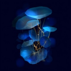 Wall Mural - mystical underwater bloom digital artwork glowing flora fantasy illustration dark background backdro