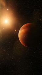 Wall Mural - stunning view of a planet rising with vibrant colors and cosmic light amidst twinkling stars