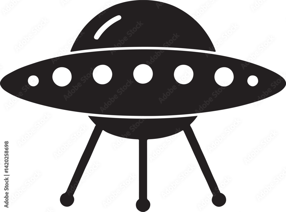UFO alien spacecraft vector Silhouette, ufo Silhouette of spaceship ...