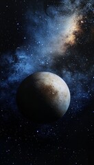 Wall Mural - stunning view of blue planet with eclipse in starry space, highlighting pluto s water ice discovery