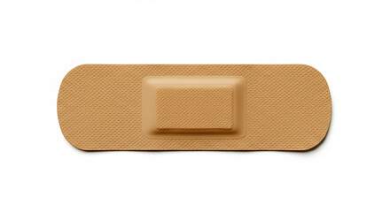 adhesive bandage on white. tan color band aid isolated. medical supply for wound care. simple plaste