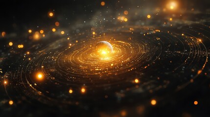 Aufkleber - Colorful abstract waves blend together gracefully, creating a swirling cosmic display of vibrant hues in a dark expanse