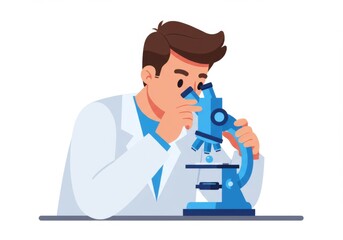 Wall Mural - scientist using microscope for research and discovery in laboratory setting