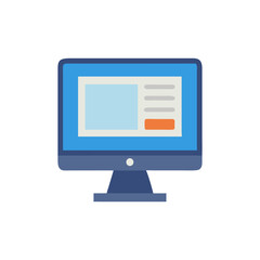 Modern computer flat icon on a black background