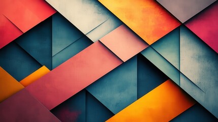 Poster - Colorful geometric patterns in bold shades of red, yellow, and gray create a striking abstract design suitable for modern art or interior decor