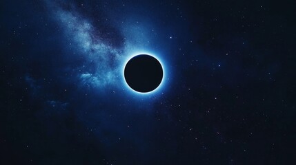 Wall Mural - a captivating blue glowing earth surrounded by a stunning eclipse in the expansive starry universe