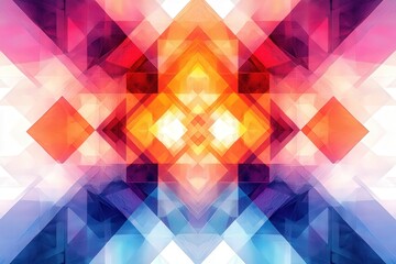 Poster - Colorful abstract geometric shapes create a vibrant mural in an urban setting with bold red, blue, yellow, and black hues showcasing creative street art
