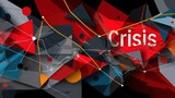 Abstract Digital Art Representing Crisis with Geometric Shapes and Dynamic Lines in Red Black and Gray Tones