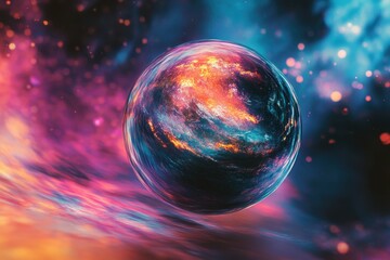 Wall Mural - a planet in a colorful galaxy has been untouched by civilization, but when an expedition team arrive