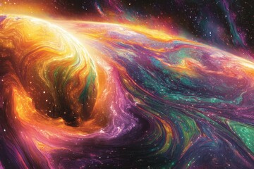 Wall Mural - a planet in a colorful galaxy has been untouched by civilization, but when an expedition team arrive