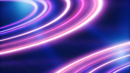 Poster - Dark blue abstract background with ultraviolet neon glow, blurry light lines, waves, futuristic motion energy, digital light streaks, glowing curves, night-inspired modern design