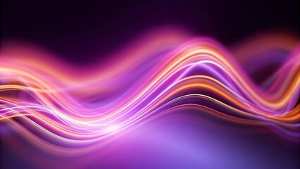 Poster - Futuristic wave panorama background design illustration with lights, digital, abstract, modern, energy flow, neon, glowing pattern, sci-fi, motion blur, dynamic texture, tech vibe