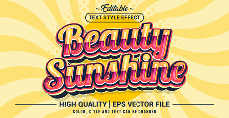 Fototapete - Editable text style effect - Beauty Sunshine text style theme. Vector text style illustration template.