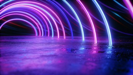 Fototapete - Neon light wave background, 3d Rendering, Abstract Background, Light Background, Color Background, vibrant design, digital glow, futuristic style, colorful motion, modern visual art